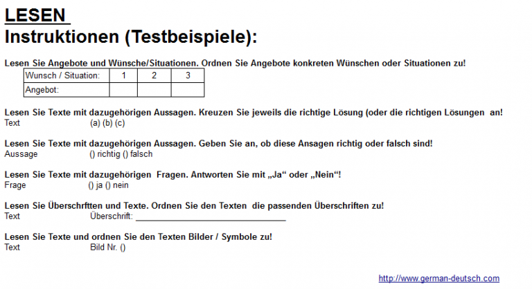Modul Lesen bei der Deutschprüfung – Test-Übungen & Tipps für A 1, A 2, B 1